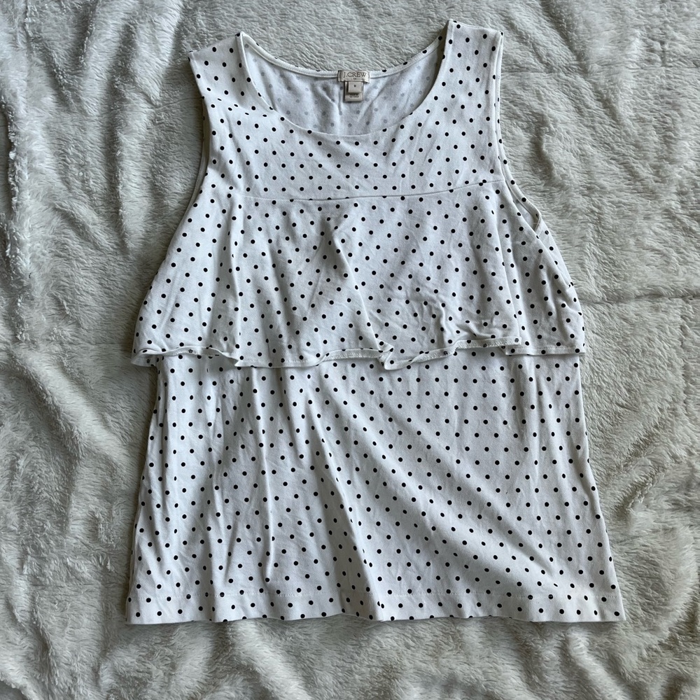 J. Crew Ruffle Dot Tank Top